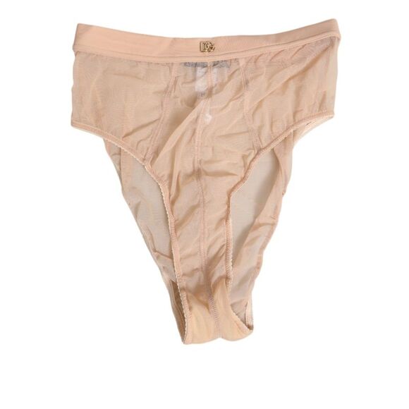 Dolce & Gabbana Beige Sheer Mesh High Waist Panty Women's Underwear